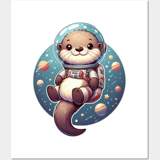 Cute Otter Space Illustration Posters and Art